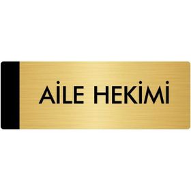 Özarslan Dizayn Departman Kapı İsimliği Aile Hekimi 10x20 cm Altın Renk Metal Yönlendirme Levhası