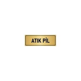 Özarslan Dizayn Departman Kapı İsimliği Atık Pil 7x20 cm Altın Renk Metal Yönlendirme Levhası