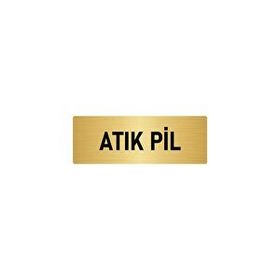 Özarslan Dizayn Departman Kapı İsimliği Atık Pil 7x20 cm Altın Renk Metal Yönlendirme Levhası