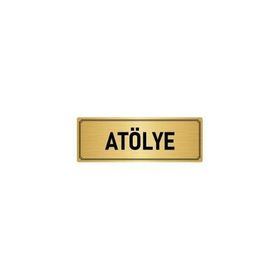 Özarslan Dizayn Departman Kapı İsimliği Atölye 10x20 cm Altın Renk Metal Yönlendirme Levhası