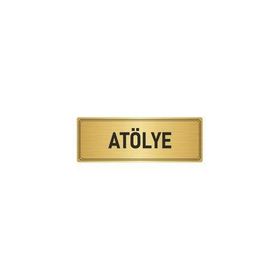 Özarslan Dizayn Departman Kapı İsimliği Atölye 5x20 cm Altın Renk Metal Yönlendirme Levhası