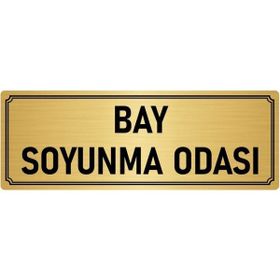 Özarslan Dizayn Departman Kapı İsimliği Bay Soyunma Odası 10x20 cm Altın Renk Metal Yönlendirme Levhası