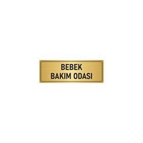 Özarslan Dizayn Departman Kapı İsimliği Bebek Bakım Odası 10x20 cm Altın Renk Metal Yönlendirme Levhası