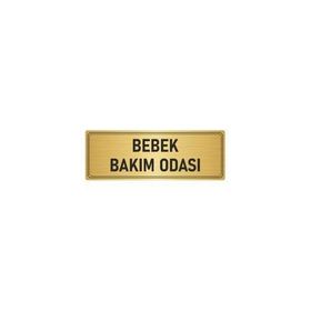 Özarslan Dizayn Departman Kapı İsimliği Bebek Bakım Odası 7x20 cm Altın Renk Metal Yönlendirme Levhası