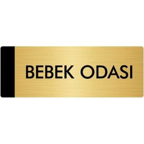 Özarslan Dizayn Departman Kapı İsimliği Bebek Odası 5x20 cm Altın Renk Metal Yönlendirme Levhası
