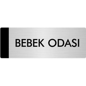 Özarslan Dizayn Departman Kapı İsimliği Bebek Odası 5x20 cm Gümüş Renk Metal Yönlendirme Levhası