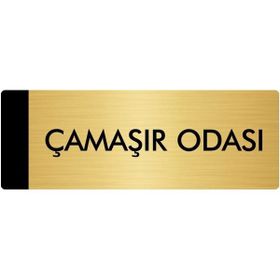 Özarslan Dizayn Departman Kapı İsimliği Çamaşır Odası 10x20 cm Altın Renk Metal Yönlendirme Levhası