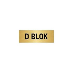 Özarslan Dizayn Departman Kapı İsimliği D Blok 10x20 cm Altın Renk Metal Yönlendirme Levhası