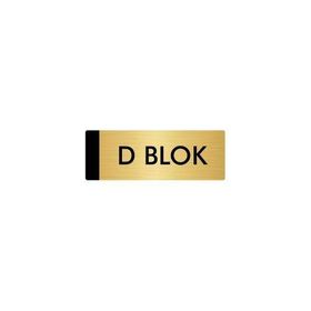 Özarslan Dizayn Departman Kapı İsimliği D Blok 5x20 cm Altın Renk Metal Yönlendirme Levhası