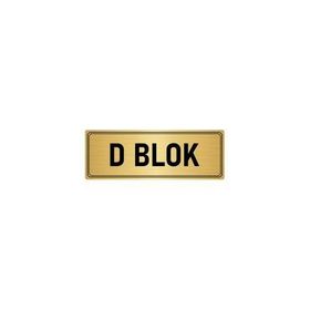 Özarslan Dizayn Departman Kapı İsimliği D Blok 7x20 cm Altın Renk Metal Yönlendirme Levhası