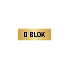 Özarslan Dizayn Departman Kapı İsimliği D Blok 7x20 cm Altın Renk Metal Yönlendirme Levhası