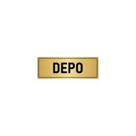 Özarslan Dizayn Departman Kapı İsimliği Depo 10x20 cm Altın Renk Metal Yönlendirme Levhası