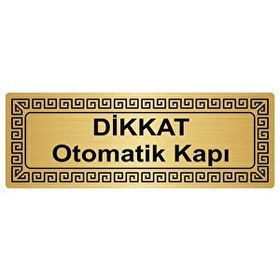 Özarslan Dizayn Departman Kapı İsimliği Dikkat Otomatik Kapı 7x20 cm Gümüş Renk Metal Yönlendirme Levhası