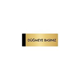 Özarslan Dizayn Departman Kapı İsimliği Düğmeye Basınız 10x20 cm Altın Renk Metal Yönlendirme Levhası