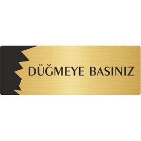 Özarslan Dizayn Departman Kapı İsimliği Düğmeye Basınız 7x20 cm Altın Renk Metal Yönlendirme Levhası