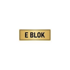 Özarslan Dizayn Departman Kapı İsimliği E Blok 7x20 cm Altın Renk Metal Yönlendirme Levhası