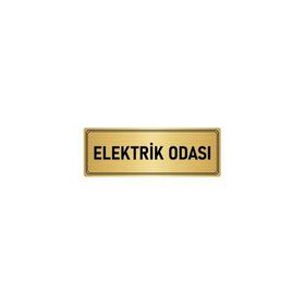 Özarslan Dizayn Departman Kapı İsimliği Elektrik Odası 10x20 cm Altın Renk Metal Yönlendirme Levhası