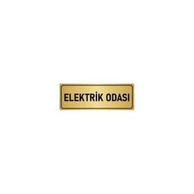 Özarslan Dizayn Departman Kapı İsimliği Elektrik Odası 10x20 cm Altın Renk Metal Yönlendirme Levhası