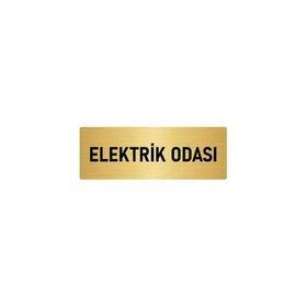 Özarslan Dizayn Departman Kapı İsimliği Elektrik Odası 10x20 cm Altın Renk Metal Yönlendirme Levhası