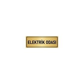 Özarslan Dizayn Departman Kapı İsimliği Elektrik Odası 10x20 cm Altın Renk Metal Yönlendirme Levhası