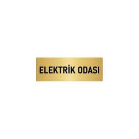 Özarslan Dizayn Departman Kapı İsimliği Elektrik Odası 5x20 cm Altın Renk Metal Yönlendirme Levhası