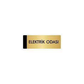 Özarslan Dizayn Departman Kapı İsimliği Elektrik Odası 5x20 cm Altın Renk Metal Yönlendirme Levhası