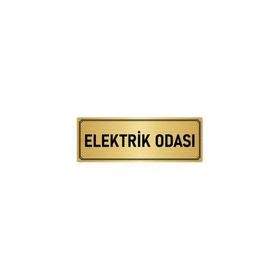 Özarslan Dizayn Departman Kapı İsimliği Elektrik Odası 5x20 cm Altın Renk Metal Yönlendirme Levhası