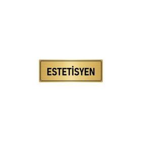 Özarslan Dizayn Departman Kapı İsimliği Estetisyen 7x20 cm Altın Renk Metal Yönlendirme Levhası
