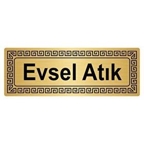 Özarslan Dizayn Departman Kapı İsimliği Evsel Atık 7x20 cm Altın Renk Metal Yönlendirme Levhası