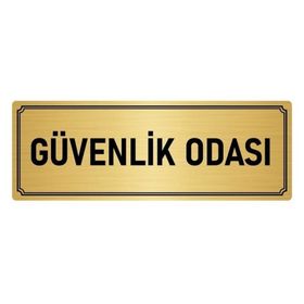Özarslan Dizayn Departman Kapı İsimliği Güvenlik Odası 5x20 cm Altın Renk Metal Yönlendirme Levhası