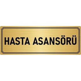 Özarslan Dizayn Departman Kapı İsimliği Hasta Asansörü 5x20 cm Altın Renk Metal Yönlendirme Levhası
