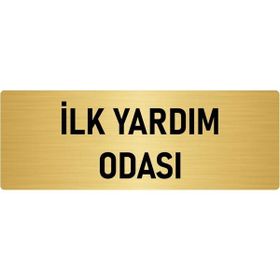 Özarslan Dizayn Departman Kapı İsimliği İlk Yardım Odası 10x20 cm Altın Renk Metal Yönlendirme Levhası