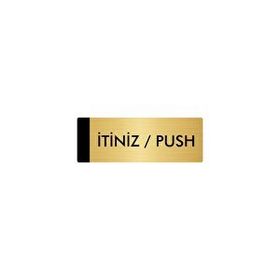 Özarslan Dizayn Departman Kapı İsimliği İtiniz / Push 5x20 cm Altın Renk Metal Yönlendirme Levhası