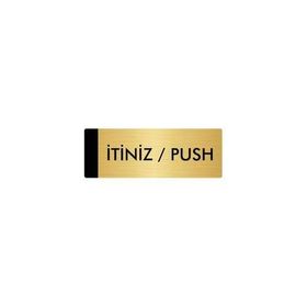 Özarslan Dizayn Departman Kapı İsimliği İtiniz / Push 5x20 cm Altın Renk Metal Yönlendirme Levhası