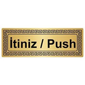Özarslan Dizayn Departman Kapı İsimliği İtiniz / Push 7x20 cm Altın Renk Metal Yönlendirme Levhası