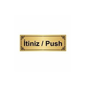 Özarslan Dizayn Departman Kapı İsimliği İtiniz / Push 7x20 cm Altın Renk Metal Yönlendirme Levhası
