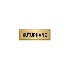 Özarslan Dizayn Departman Kapı İsimliği Kütüphane 10x20 cm Altın Renk Metal Yönlendirme Levhası