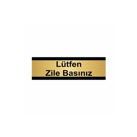 Özarslan Dizayn Departman Kapı İsimliği Lütfen Zile Basınız 10x20 cm Altın Renk Metal Yönlendirme Levhası