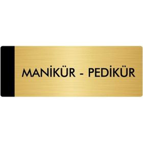Özarslan Dizayn Departman Kapı İsimliği Manikür Pedikür 10x20 cm Altın Renk Metal Yönlendirme Levhası