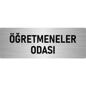 Özarslan Dizayn Departman Kapı İsimliği Öğretmenler Odası 10x20 cm Gümüş Renk Metal Yönlendirme Levhası