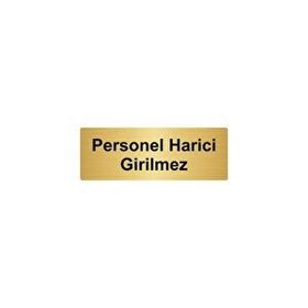 Özarslan Dizayn Departman Kapı İsimliği Personel Harici Girilmez 10x20 cm Altın Renk Metal Yönlendirme Levhası