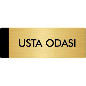Özarslan Dizayn Departman Kapı İsimliği Usta Odası 10x20 cm Altın Renk Metal Yönlendirme Levhası
