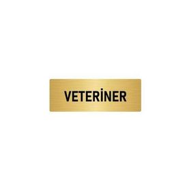 Özarslan Dizayn Departman Kapı İsimliği Veteriner 5x20 cm Altın Renk Metal Yönlendirme Levhası