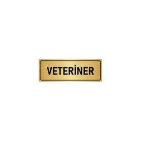Özarslan Dizayn Departman Kapı İsimliği Veteriner 5x20 cm Altın Renk Metal Yönlendirme Levhası