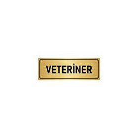 Özarslan Dizayn Departman Kapı İsimliği Veteriner 7x20 cm Altın Renk Metal Yönlendirme Levhası