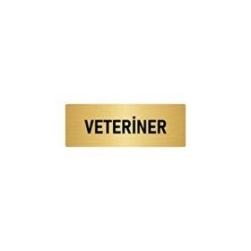 Özarslan Dizayn Departman Kapı İsimliği Veteriner 7x20 cm Altın Renk Metal Yönlendirme Levhası
