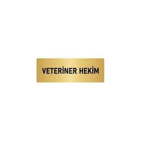 Özarslan Dizayn Departman Kapı İsimliği Veteriner Hekim 7x20 cm Altın Renk Metal Yönlendirme Levhası