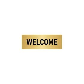 Özarslan Dizayn Departman Kapı İsimliği Welcome 10x20 cm Altın Renk Metal Yönlendirme Levhası