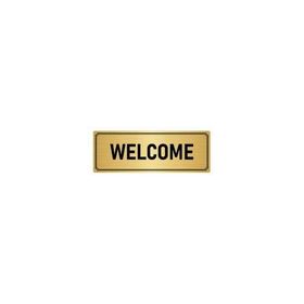 Özarslan Dizayn Departman Kapı İsimliği Welcome 10x20 cm Altın Renk Metal Yönlendirme Levhası
