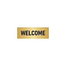 Özarslan Dizayn Departman Kapı İsimliği Welcome 10x20 cm Altın Renk Metal Yönlendirme Levhası